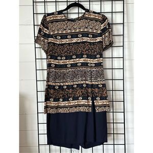 K.C. Spencer NY Vintage Sheath Dress‎ Womens 6 Multicolor Tribal Cottagecore